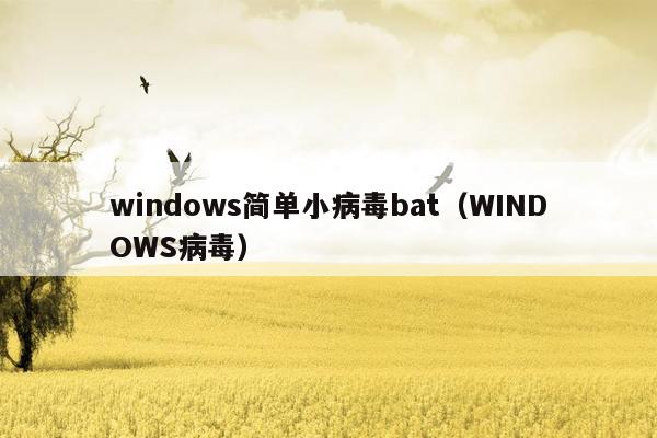 windows简单小病毒bat（WINDOWS病毒）