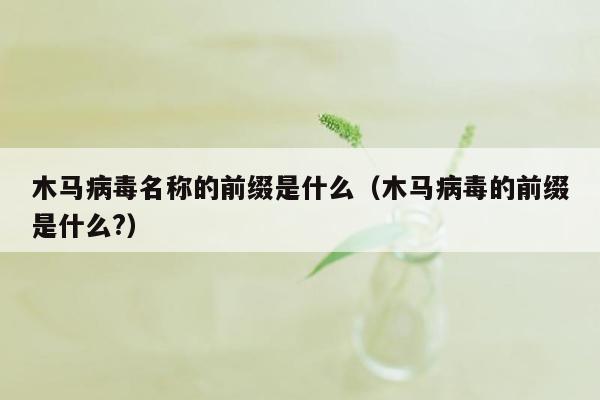 木马病毒名称的前缀是什么（木马病毒的前缀是什么?）