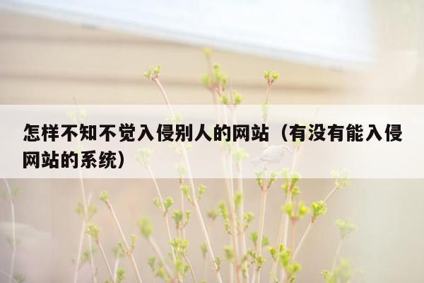 怎样不知不觉入侵别人的网站（有没有能入侵网站的系统）