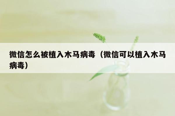 微信怎么被植入木马病毒（微信可以植入木马病毒）