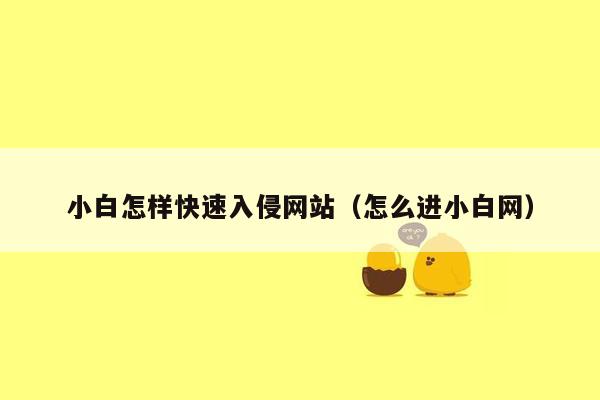 小白怎样快速入侵网站（怎么进小白网）