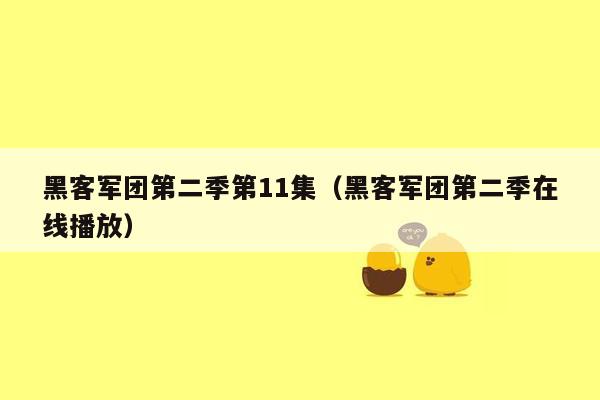 黑客军团第二季第11集（黑客军团第二季在线播放）