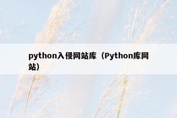 python入侵网站库（Python库网站）