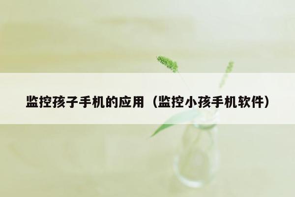 监控孩子手机的应用（监控小孩手机软件）