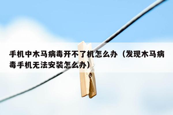 手机中木马病毒开不了机怎么办（发现木马病毒手机无法安装怎么办）