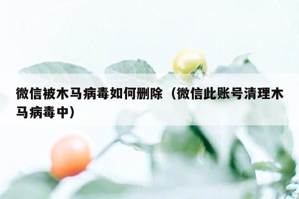 微信被木马病毒如何删除（微信此账号清理木马病毒中）