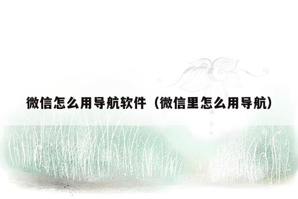 微信怎么用导航软件（微信里怎么用导航）