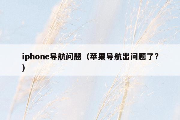 iphone导航问题（苹果导航出问题了?）