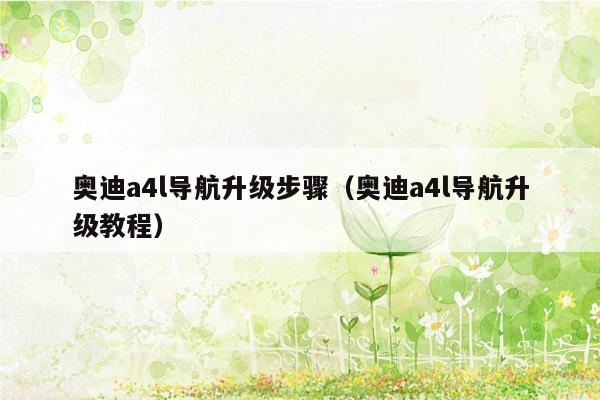 奥迪a4l导航升级步骤（奥迪a4l导航升级教程）