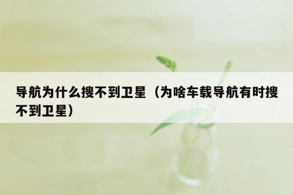导航为什么搜不到卫星（为啥车载导航有时搜不到卫星）