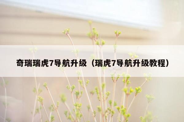奇瑞瑞虎7导航升级（瑞虎7导航升级教程）