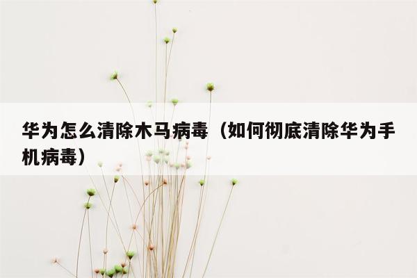 华为怎么清除木马病毒（如何彻底清除华为手机病毒）