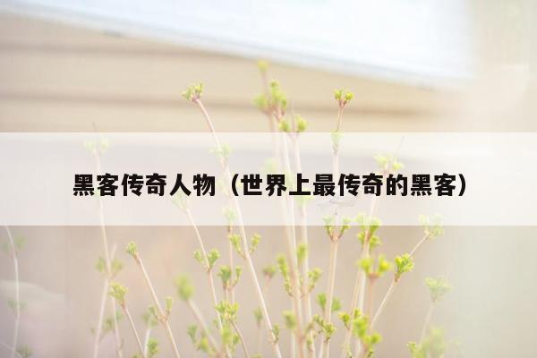 黑客传奇人物（世界上最传奇的黑客）