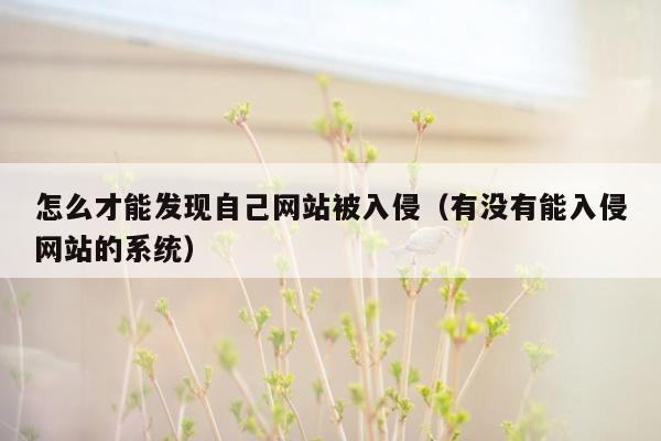 怎么才能发现自己网站被入侵（有没有能入侵网站的系统）