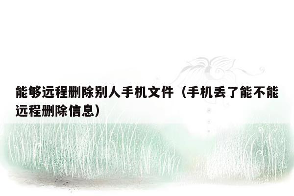 能够远程删除别人手机文件（手机丢了能不能远程删除信息）