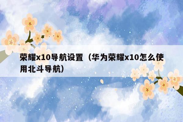 荣耀x10导航设置（华为荣耀x10怎么使用北斗导航）
