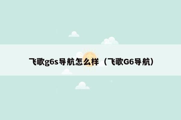 飞歌g6s导航怎么样（飞歌G6导航）