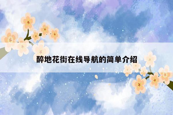 醉地花街在线导航的简单介绍