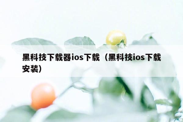 黑科技下载器ios下载（黑科技ios下载安装）