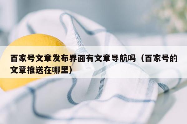 百家号文章发布界面有文章导航吗（百家号的文章推送在哪里）