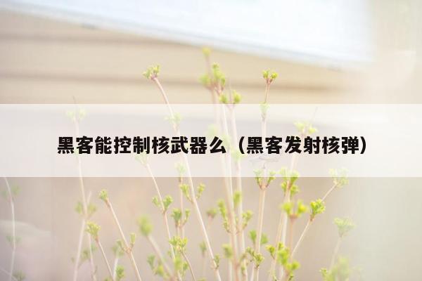 黑客能控制核武器么（黑客发射核弹）