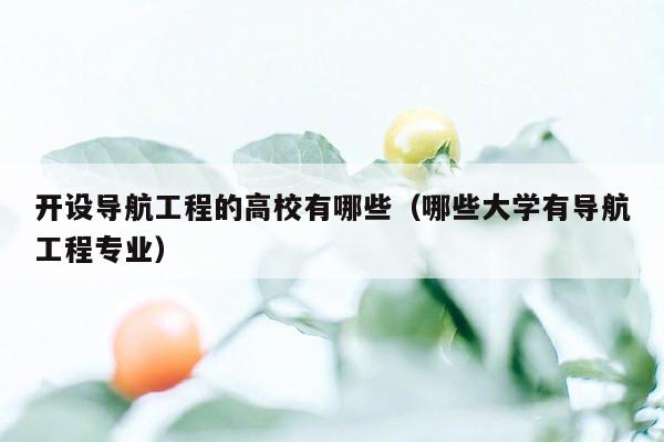 开设导航工程的高校有哪些（哪些大学有导航工程专业）