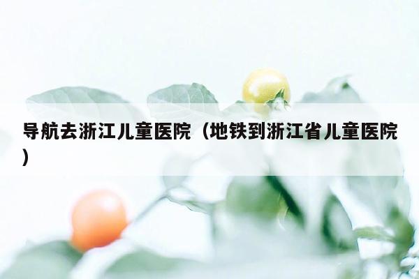 导航去浙江儿童医院（地铁到浙江省儿童医院）