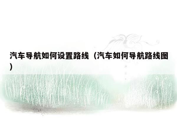 汽车导航如何设置路线（汽车如何导航路线图）