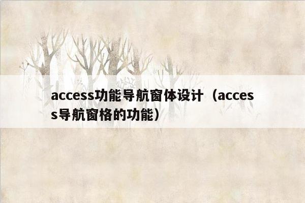 access功能导航窗体设计（access导航窗格的功能）