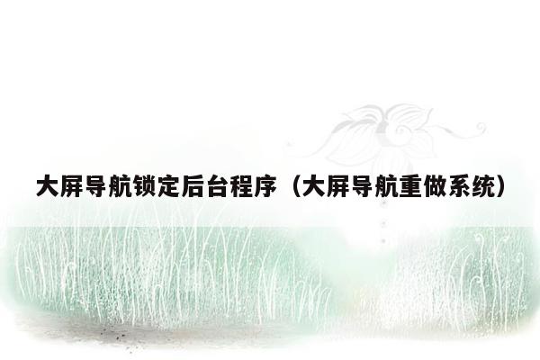 大屏导航锁定后台程序（大屏导航重做系统）