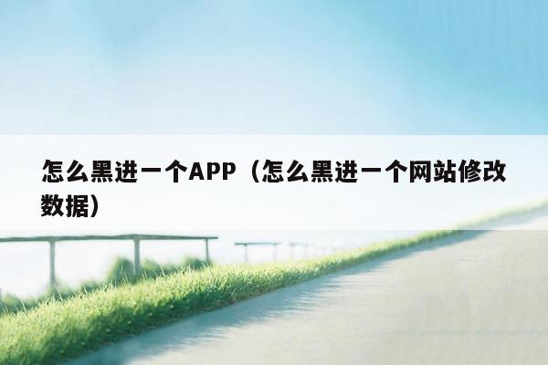 怎么黑进一个APP（怎么黑进一个网站修改数据）