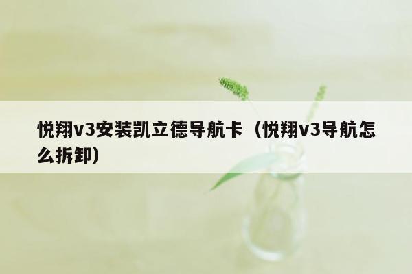 悦翔v3安装凯立德导航卡（悦翔v3导航怎么拆卸）