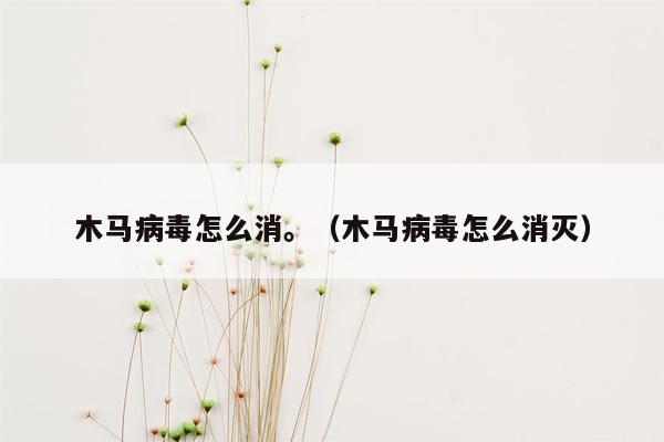 木马病毒怎么消。（木马病毒怎么消灭）