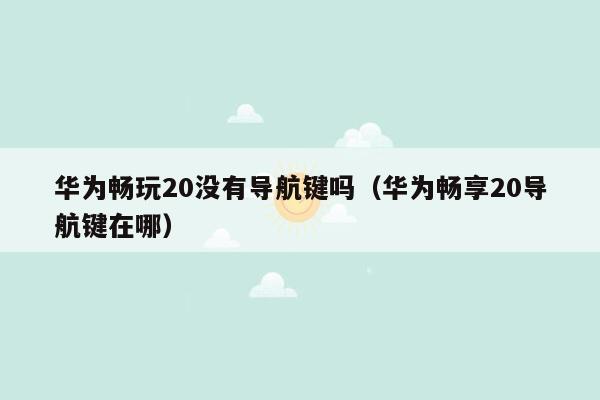 华为畅玩20没有导航键吗（华为畅享20导航键在哪）