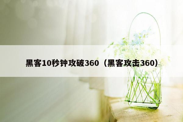 黑客10秒钟攻破360（黑客攻击360）