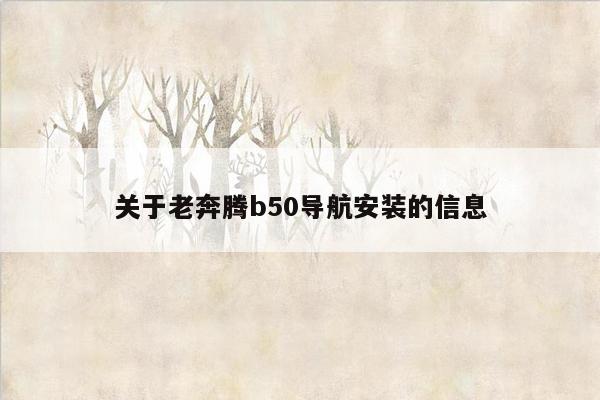 关于老奔腾b50导航安装的信息