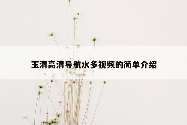 玉清高清导航水多视频的简单介绍