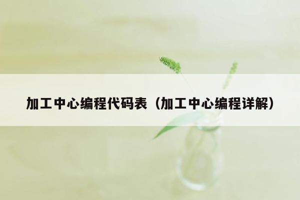 加工中心编程代码表（加工中心编程详解）