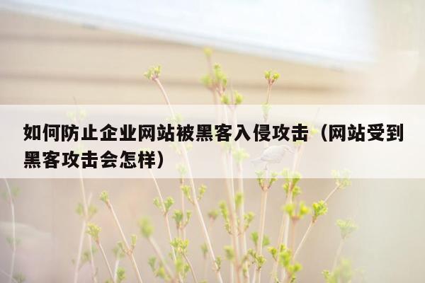 如何防止企业网站被黑客入侵攻击（网站受到黑客攻击会怎样）