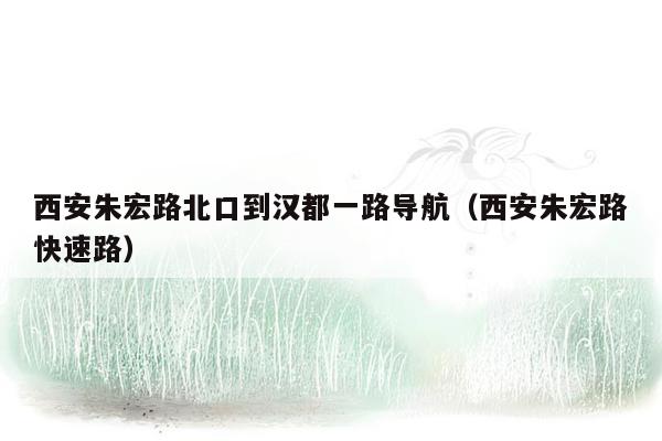 西安朱宏路北口到汉都一路导航（西安朱宏路快速路）