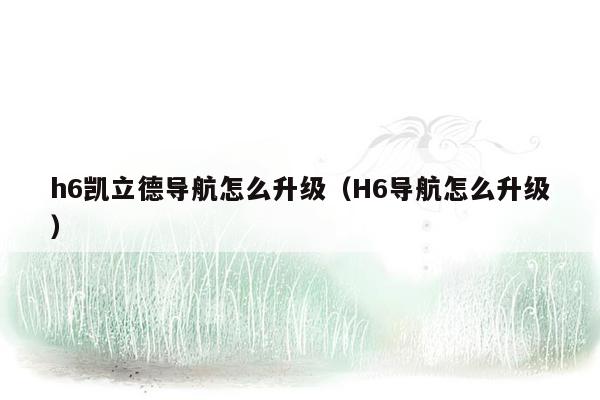 h6凯立德导航怎么升级（H6导航怎么升级）