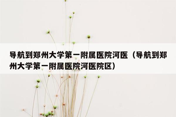 导航到郑州大学第一附属医院河医（导航到郑州大学第一附属医院河医院区）