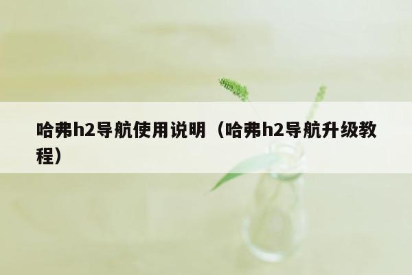 哈弗h2导航使用说明（哈弗h2导航升级教程）