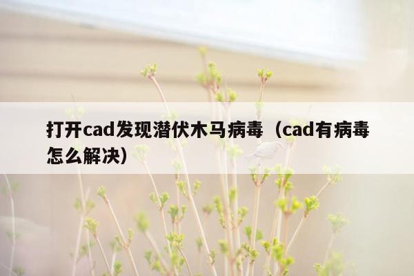 打开cad发现潜伏木马病毒（cad有病毒怎么解决）