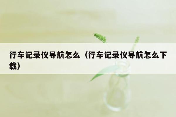 行车记录仪导航怎么（行车记录仪导航怎么下载）